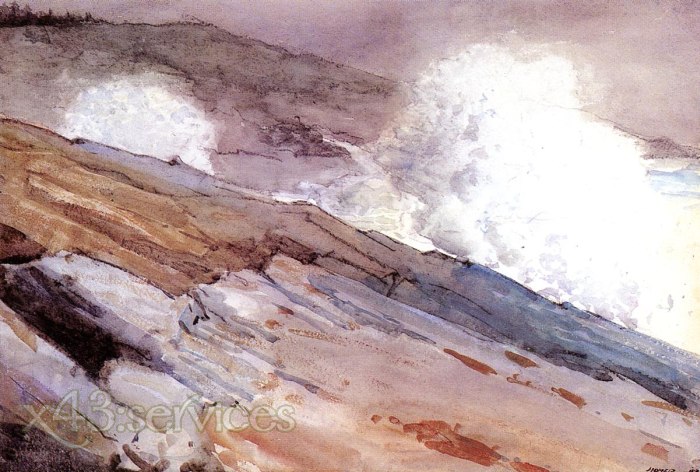 Homer Winslow - Brandung auf Klippen - Surf on Cliffs
